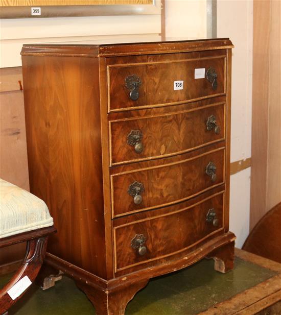 A small mahogany bowfronted four drawer chest, W.51cm